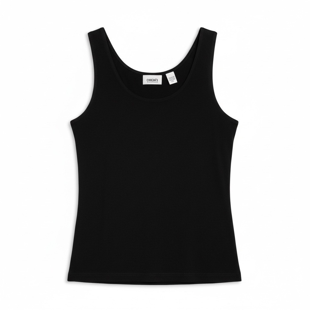 Vintage CHICO’s Travelers Black Ribbed Tank 3 M/L